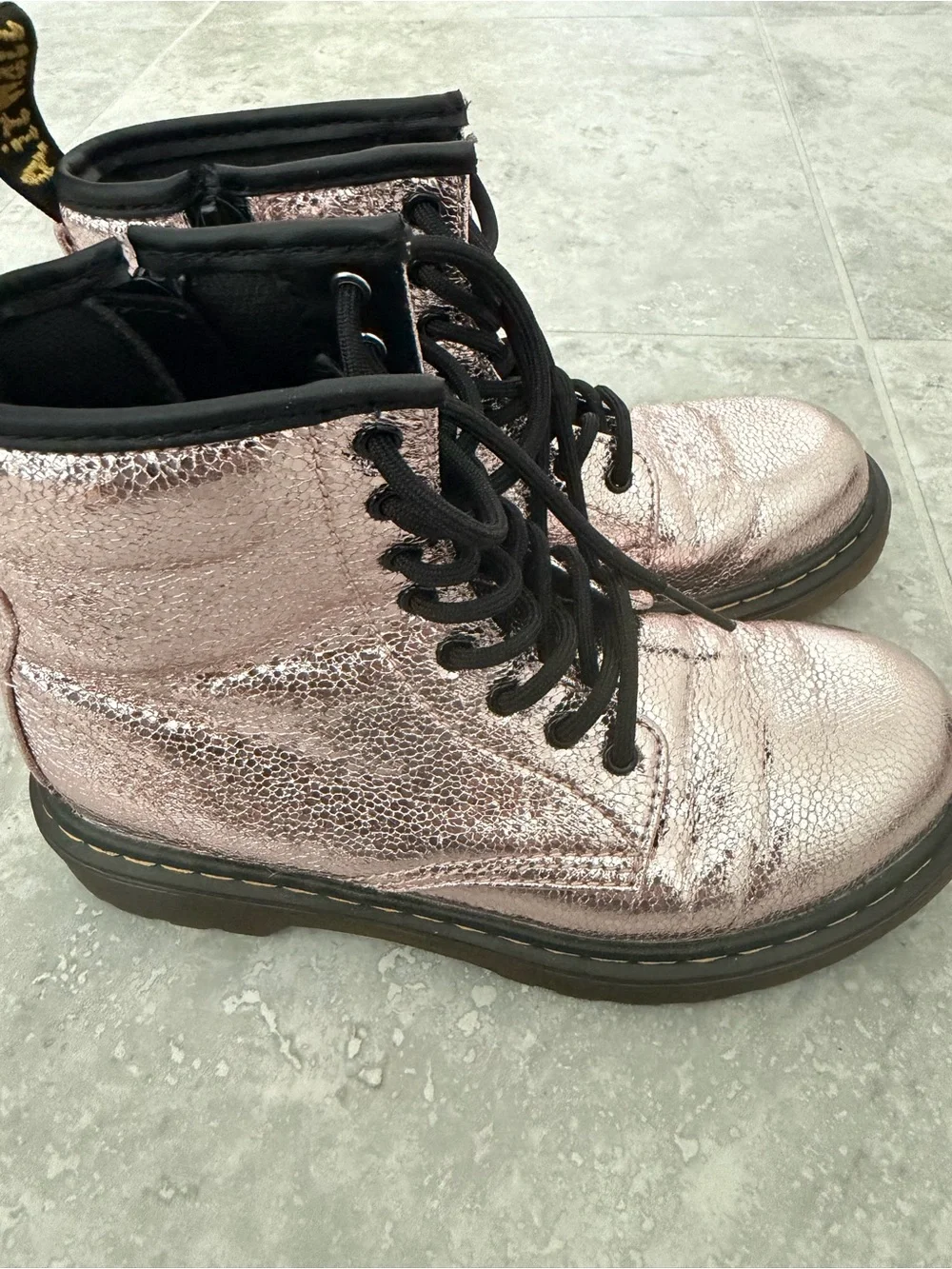 Dr Martens Metallic Pink Lace-Up Combat Boots